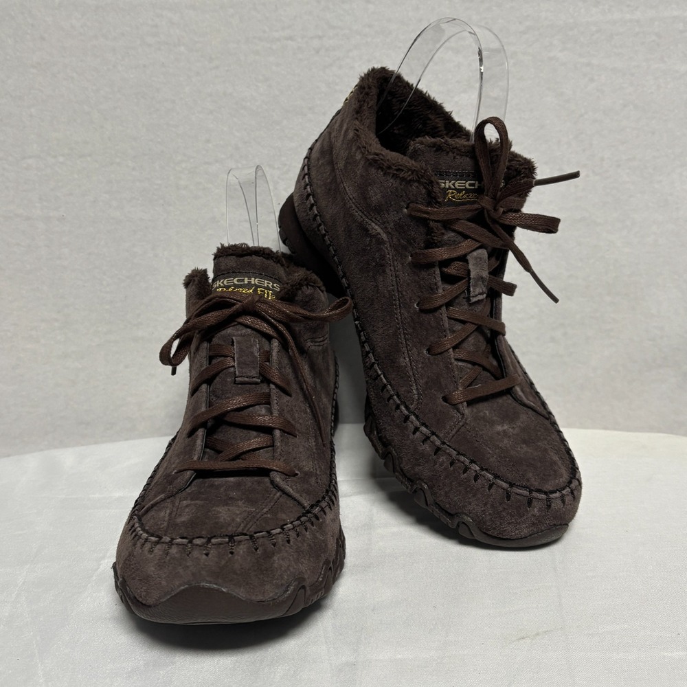 Skechers Womens 7 Bikers Totem Pole Chocolate Suede Leather Chukka Boots - Picture 2 of 7